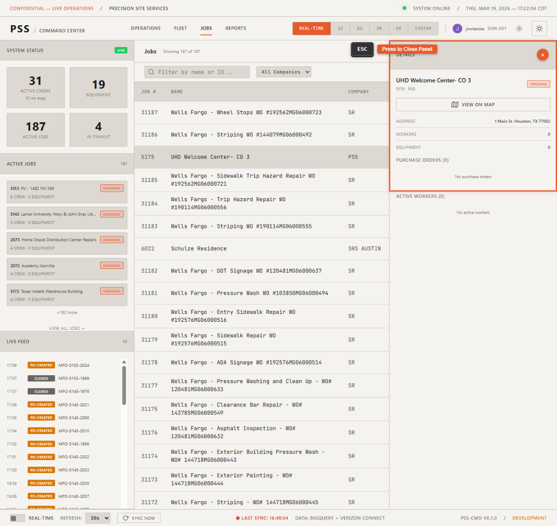 Detail panel in the process of closing after the Escape key was pressed, demonstrating that Escape closes the topmost open UI element (detail panel here, or search modal if that was open)