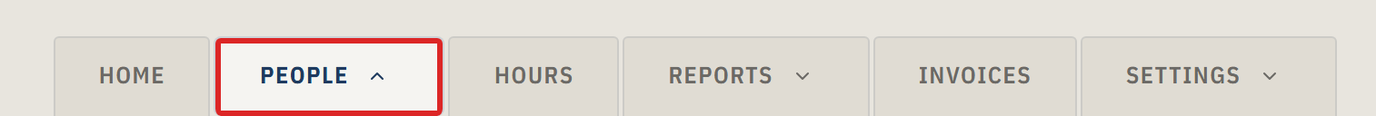 People tab open with its dropdown showing Field Workers, Active Sign-Ins, Jobs, and Time Corrections