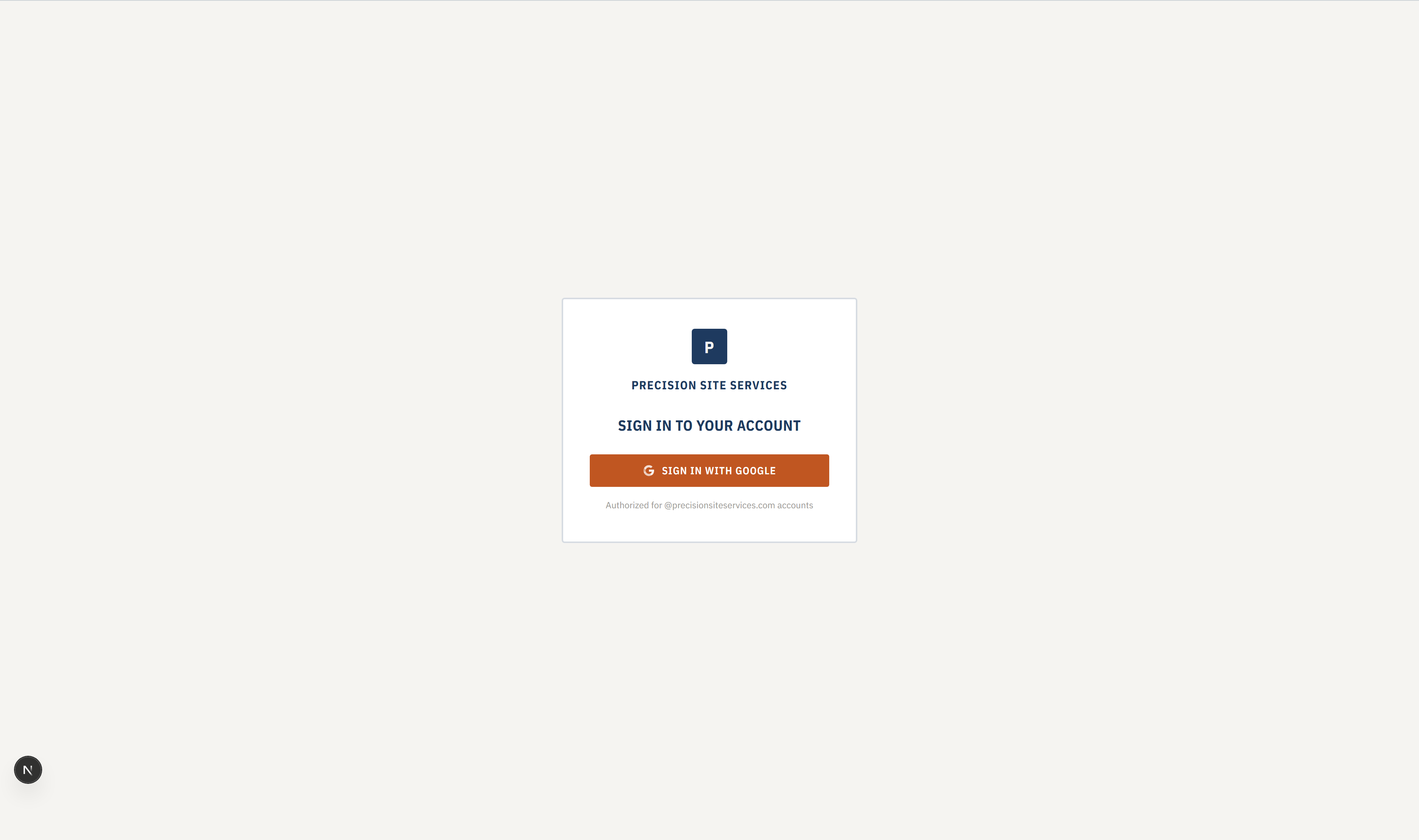 Sign in screen with the Continue with Google button