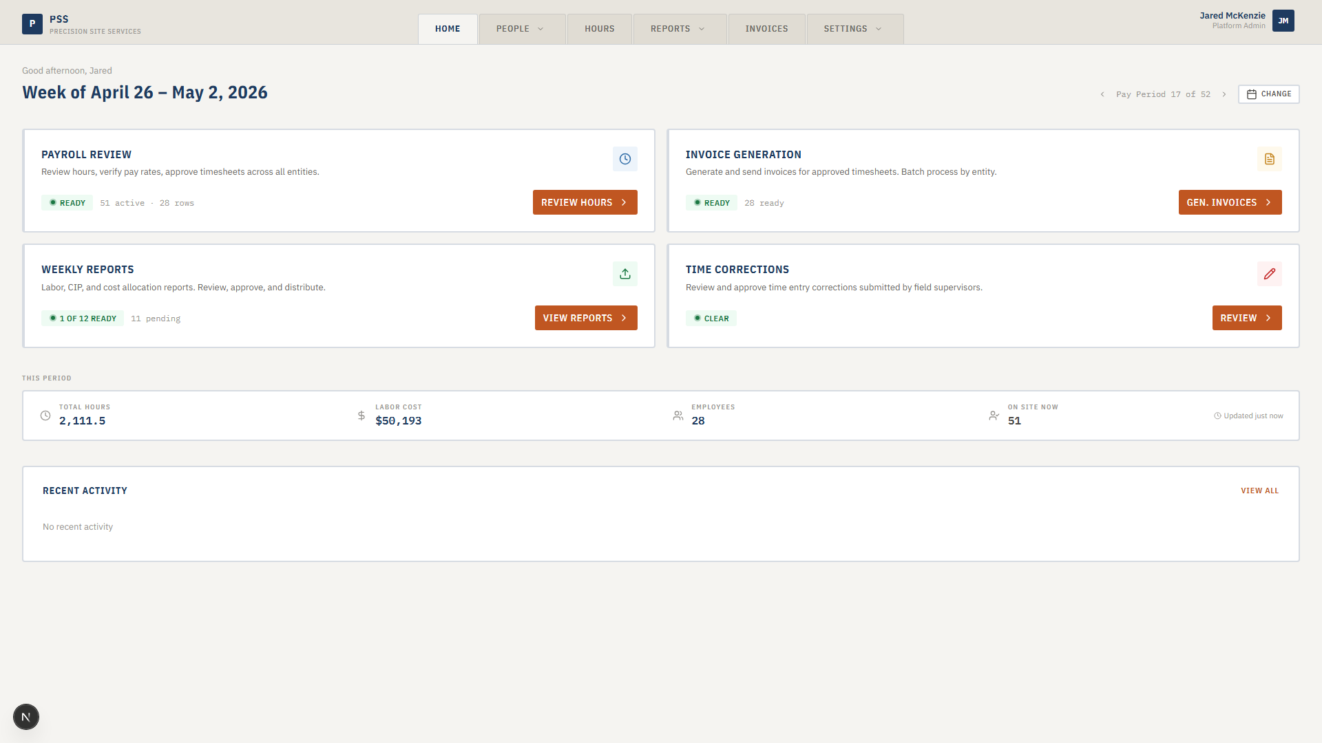 Home dashboard after successful sign-in