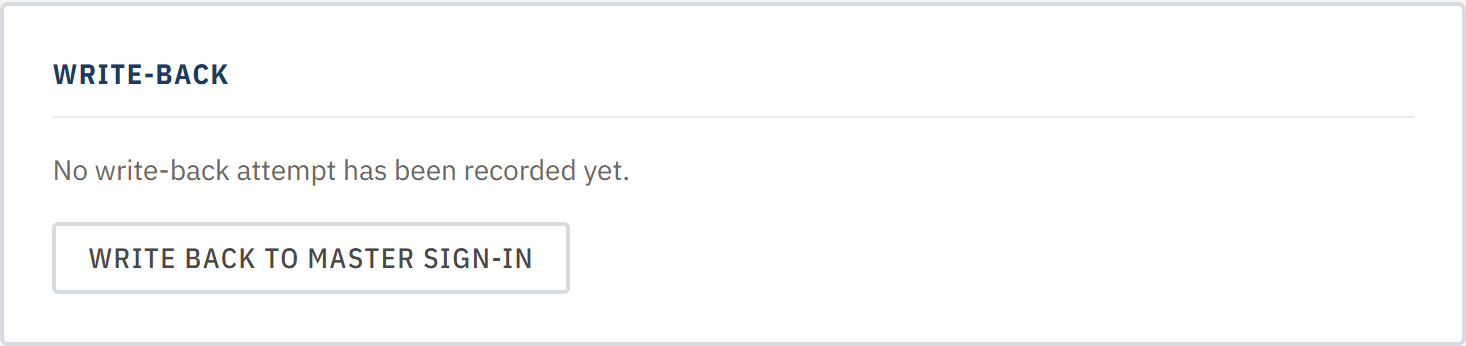 Write-Back card showing last sync status badge and the Sync Now button