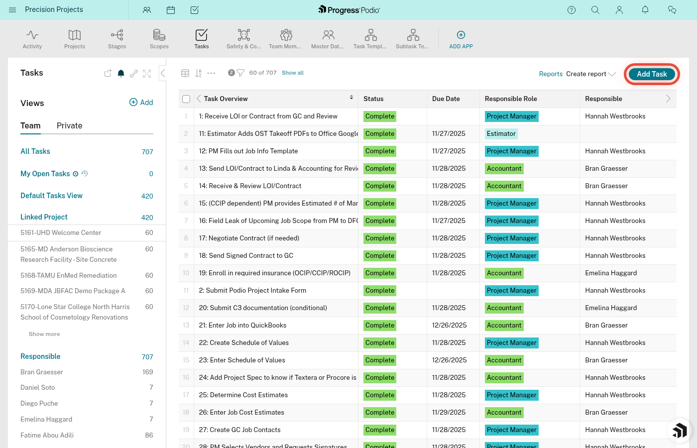 Add task button in Tasks app