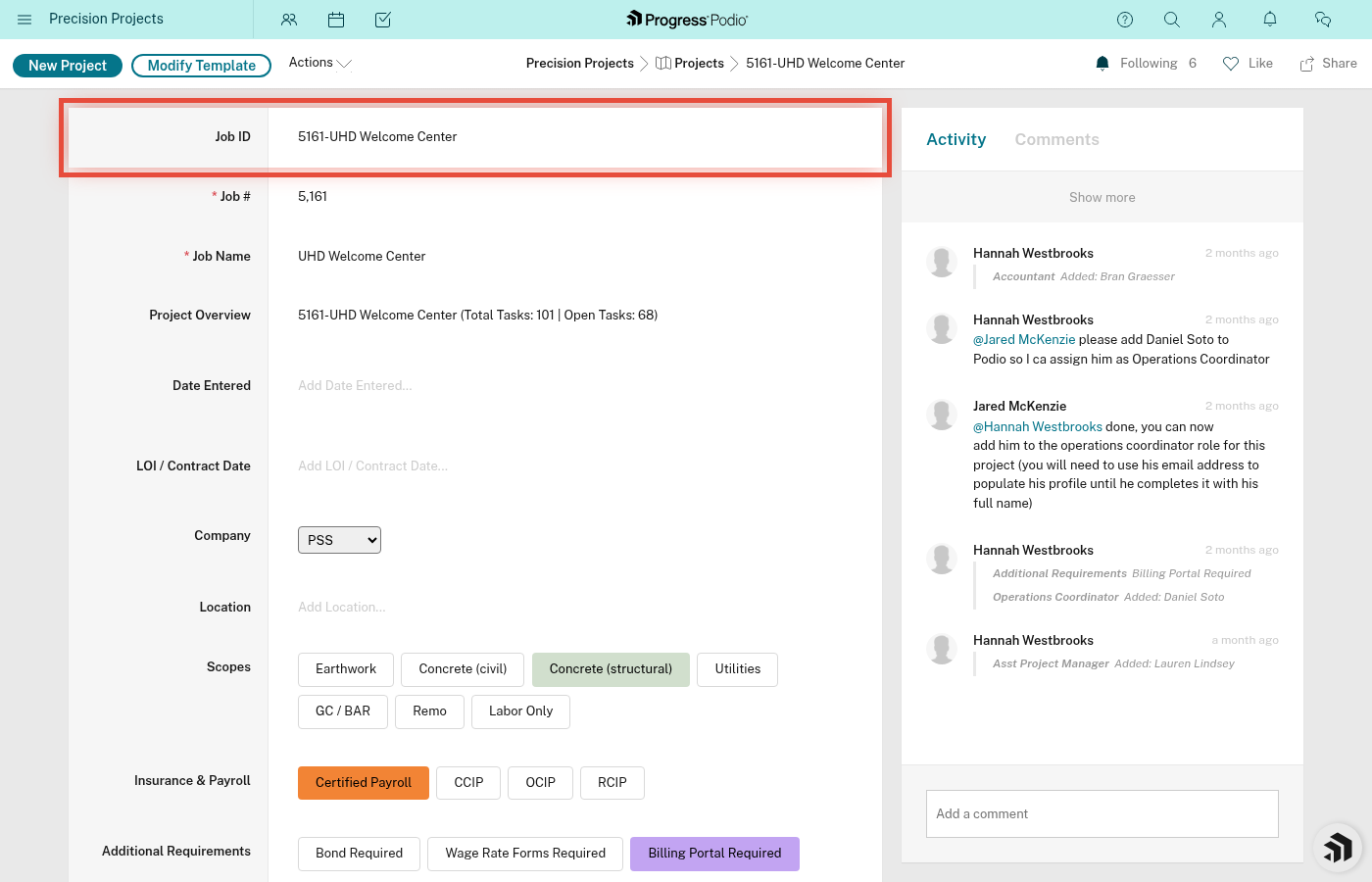 Job # field highlighted