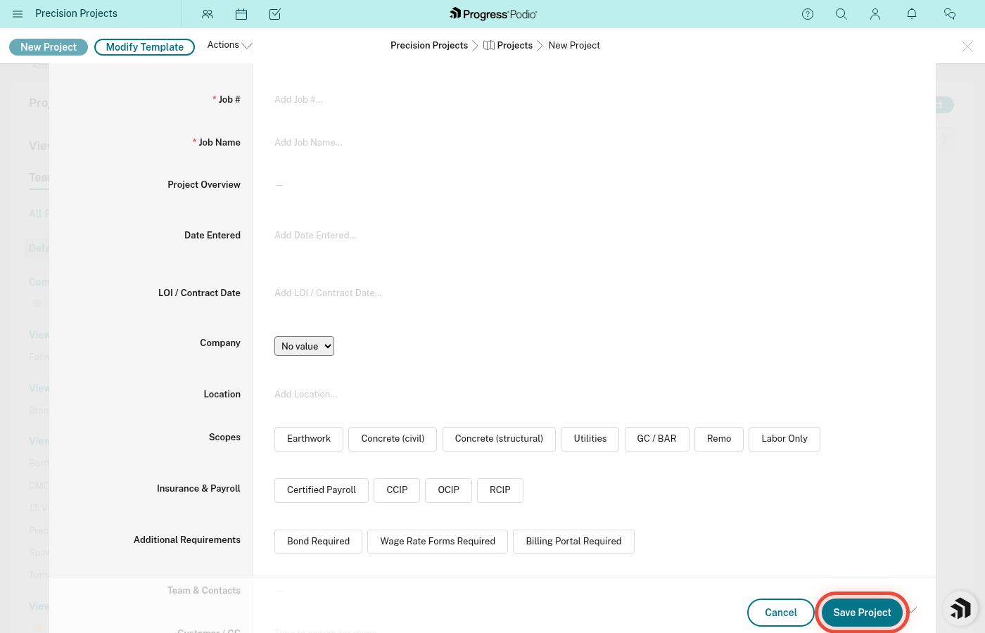 Save button at bottom of form